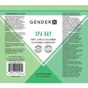 Best Seller Gender X Spa Day Water Based Flavored Lubricant 4oz - Mint