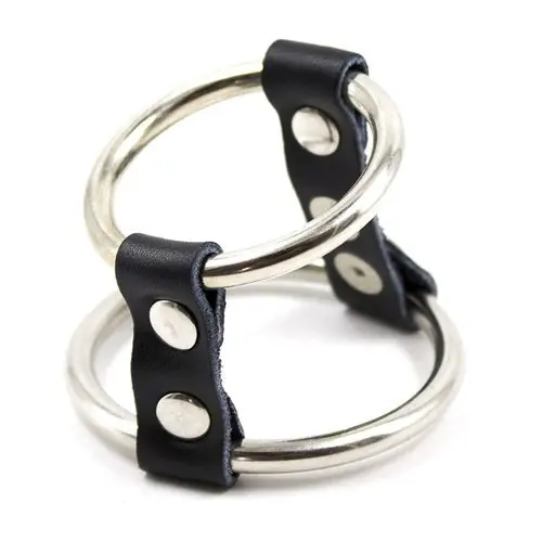Genuine Strap and Steel Cock Ring and Ball Divider