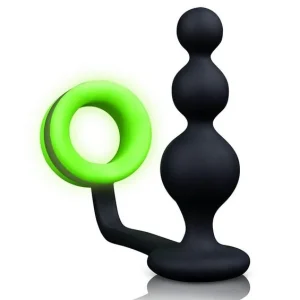Get Yours Ouch! Beads Butt Plug with Cock Ring Silicone