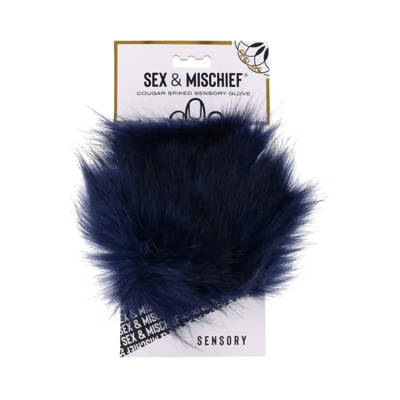 Get Yours Sex & Mischief Cougar Spiked Sensory Glove – Teasing Faux Fur Glove with Gold Spikes for Sensory Play