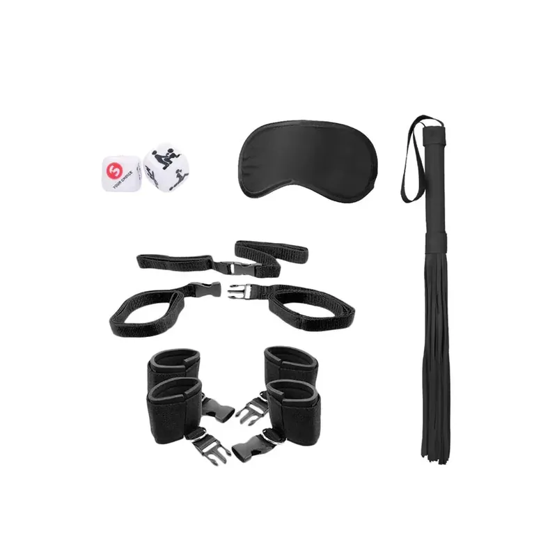 Ouch! Black & White Bed Post Bindings Restraint Kit Bargain