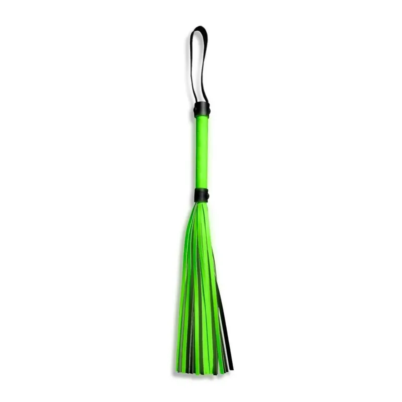 Original Ouch! Glow in the Dark Bonded Leather Flogger Neon Green