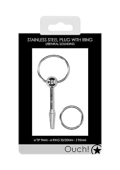 New Release Ouch! Stainless Steel Plug w/ Ring 9mm