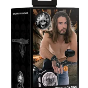 Ouch! Bracelet with Skulls and Chains Clearance