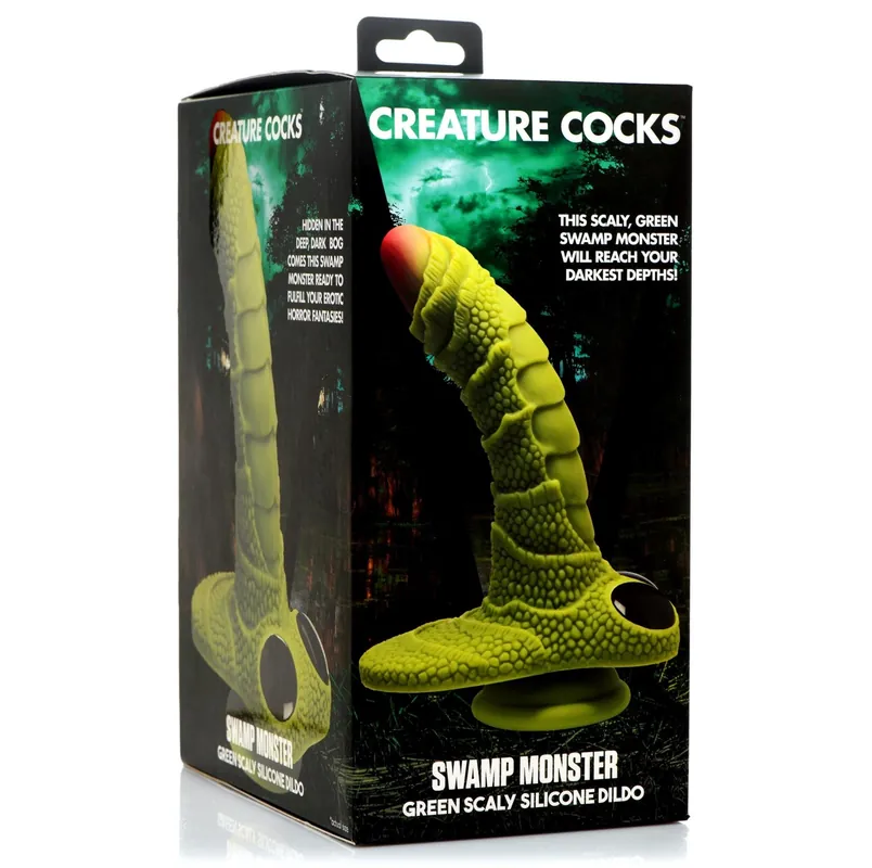 Creature Cocks Swamp Monster Green Scaly Silicone Dildo Hassle-Free Returns