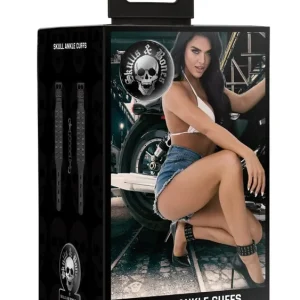 Instant Buy Ouch! Black Ankle Cuffs with Skulls