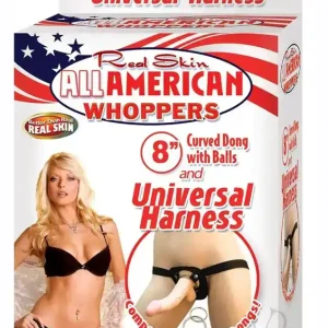 Luxury Real Skin 8″ Dong All American Whoppers w/Universal Harness