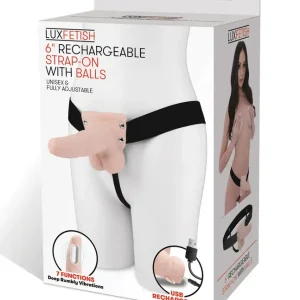 Lux Fetish 6″ Rechargeable Strap On w/Balls – Ivory Popular