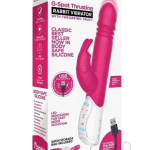 Best Seller Rabbit Essentials Silicone Rechargeable G-Spot Thrusting Rabbit Vibrator – Hot Pink