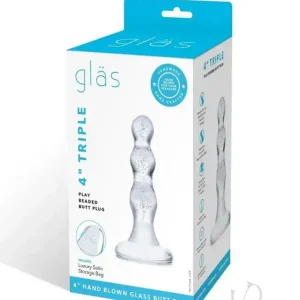 Best Price Glas Triple Play Beaded Butt Plug – Clear