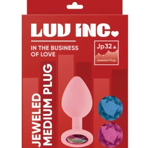 Luv Inc. Jeweled Silicone Butt Plug w/Three Stones – Medium Light Pink Fast Shipping