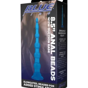 Bulk Order Blue Line C & B 8.5″ Anal Beads w/Suction Base – Jelly Blue