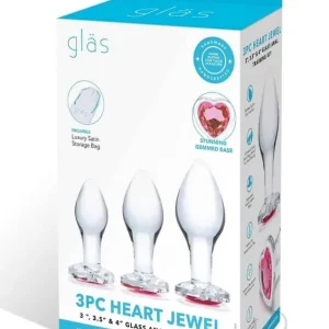 Free Shipping Glas Heart Jewel Glass Anal Training Set (3 Piece) – Clear