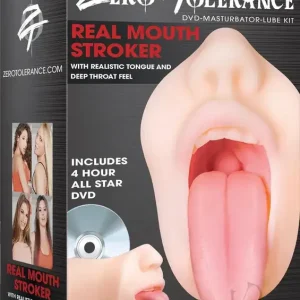 Deal Zero Tolerance Real Mouth Stroker DVD Masturbator Lube Kit Flesh