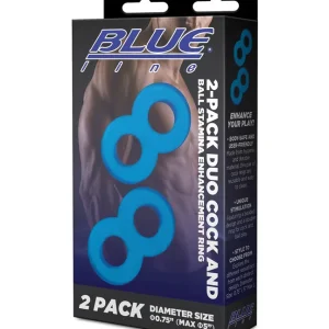 Fan Favorite Blue Line C & B Dual Cock & Ball Stamina Enhancement Ring – Jelly Blue Pack of 2