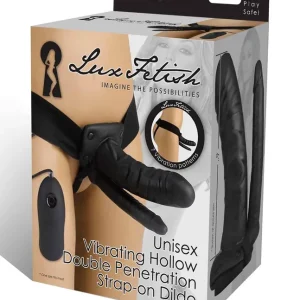 New Arrival Lux Fetish Unisex Vibrating Hollow Double Penetration Strap On Dildo