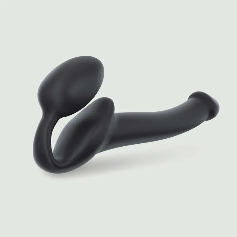 Bendable Small Semi Realistic Silicone Strapless Strap On - Black Last Chance