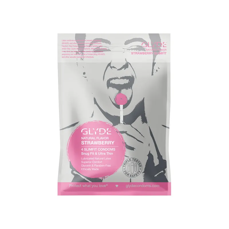 Flash Sale Glyde Slimfit Organic Strawberry Condoms 4pk