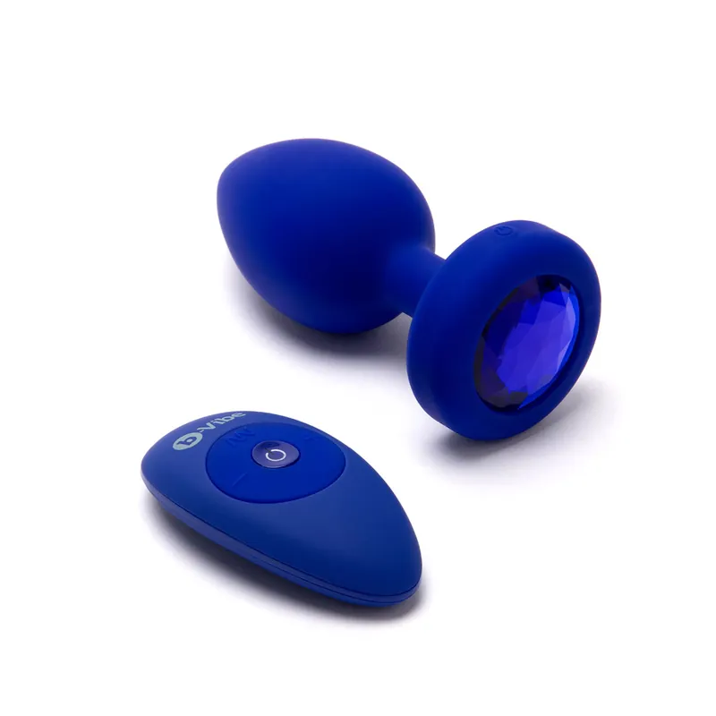 New Arrival B-Vibe Vibrating Jewel Plug Large/X-Large – Blue Sapphire