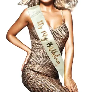 High Quality Its My Birthday Sash: Rose Gold with Gold Script Foil