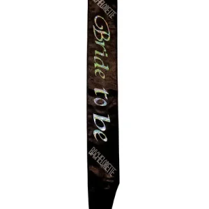 Fan Favorite Bachelorette Bride To Be Non-Flashing Sash — Black with Silver Lettering and Clear Stone Accents