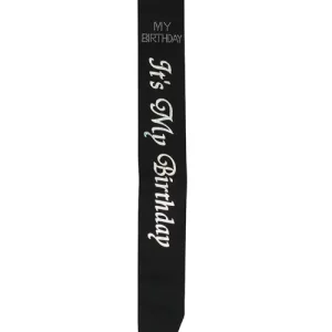 Money Back Guarantee Its Birthday Sash Black Holographic Silver Letters Stones