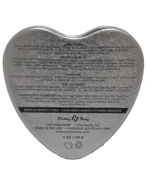 Earthly Body Suntouched Hemp Edible Candle - 4.7 oz Heart Tin Peach Weekend Sale