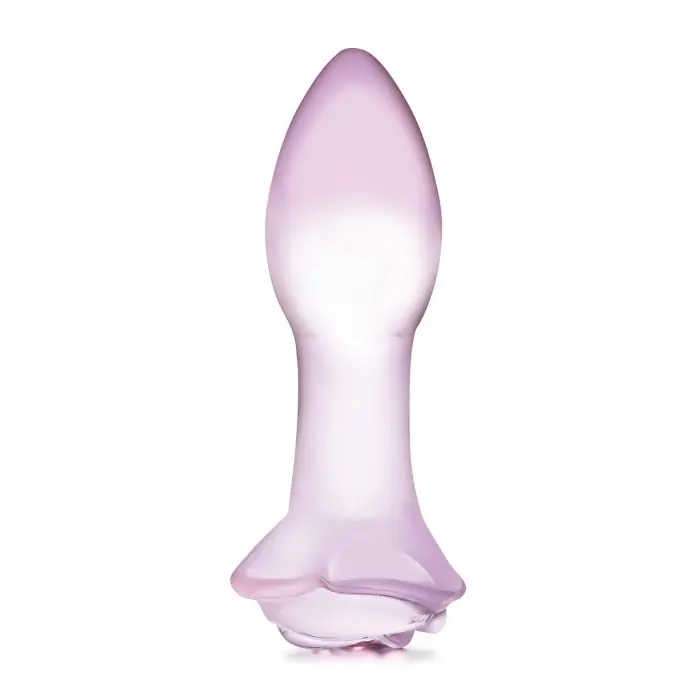 Glas 5" Rosebud Glass Butt Plug - Pink Order Now
