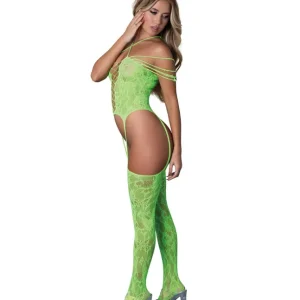 Exclusive Offer Seamless Strappy Body Stocking - Neon Green O/S