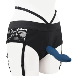 Free Shipping Gender X Snuggle Up Dual Motor Strap On Vibe w/Harness - Blue