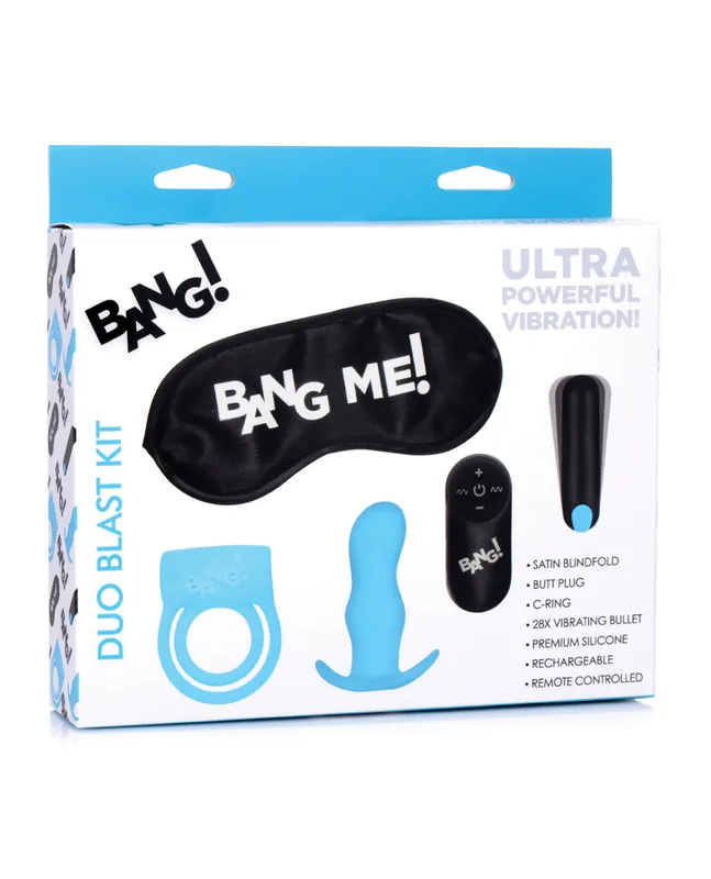 Bang! Duo Blast Remote Control Cock Ring & Butt Plug Vibe Kit - Blue Holiday Sale