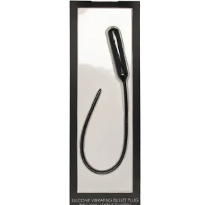 Trusted Brand Shots Ouch Extra Long Urethral Sounding Silicone Vibrating Bullet Plug - Black