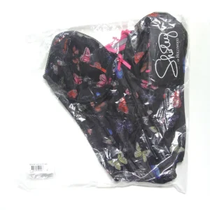 Top Pick Black Mesh Butterfly Print Bustier w/G-String - Multi-Color XL
