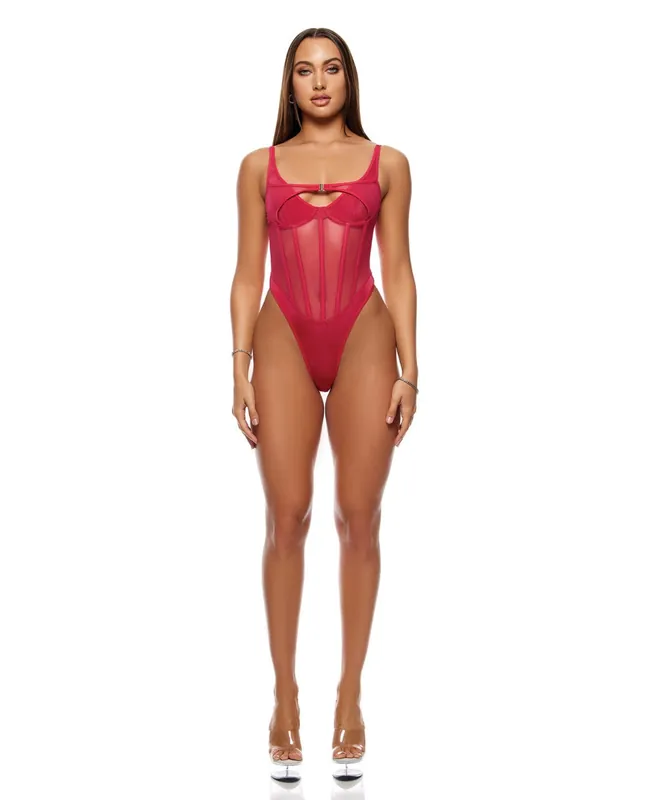 Flash Sale Layers To This Mesh and Knit Teddy - Pink XL