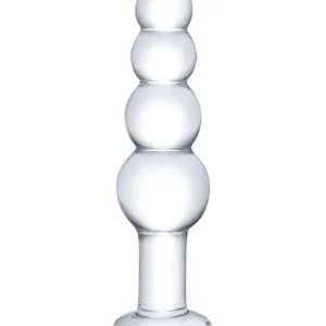 Certified Glas 7.25" Glass Beaded Butt Plug - Clear