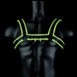 Premium Shots Ouch Chest Bulldog Harness - Glow in the Dark L/XL