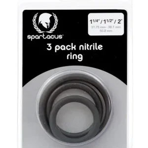 Worldwide Shipping Spartacus Nitrile Cock Ring Set - Black Pack of 3