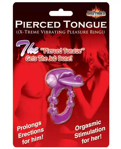 Grab Now Pierced Tongue X-treme Vibrating Pleasure Ring - Purple