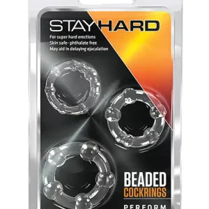 Blush Stay Hard Beaded Cock Rings 3 Pack - Clear Hot Picks