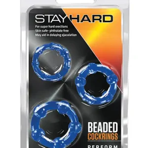 Blush Stay Hard Beaded Cock Rings 3 Pack - Blue Big Sale