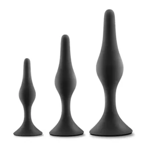 Holiday Sale Blush Anal Adventures Platinum Silicone Beginner Plug Kit - Black