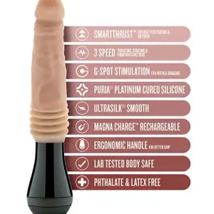 Blush Dr. Skin Silicone Dr. Knight Thrusting Gyrating Vibrating Dildo - Beige Handmade