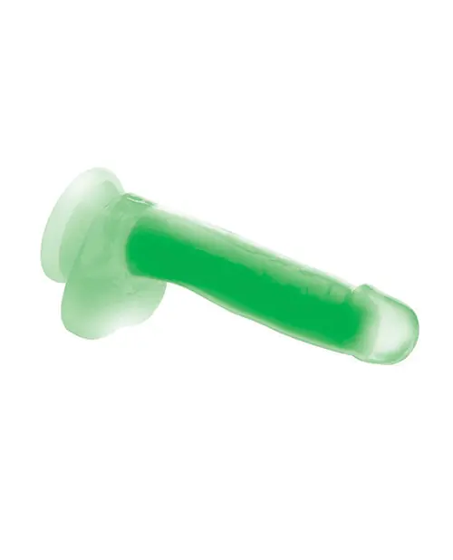 Exclusive Offer Curve Toys Lollicock 7" Glow In The Dark Silicone Dildo w/Balls - Green