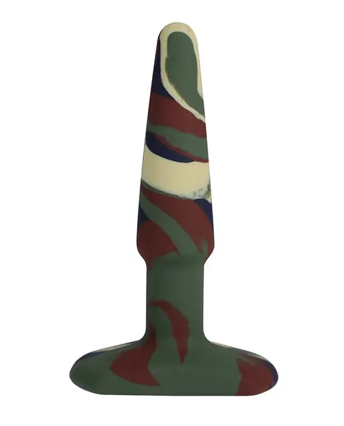 A Play 4" Groovy Silicone Anal Plug - Camouflage Warranty Included