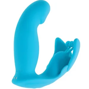 Free Returns Evolved Spread Your Wings Rabbit Vibrator - Blue