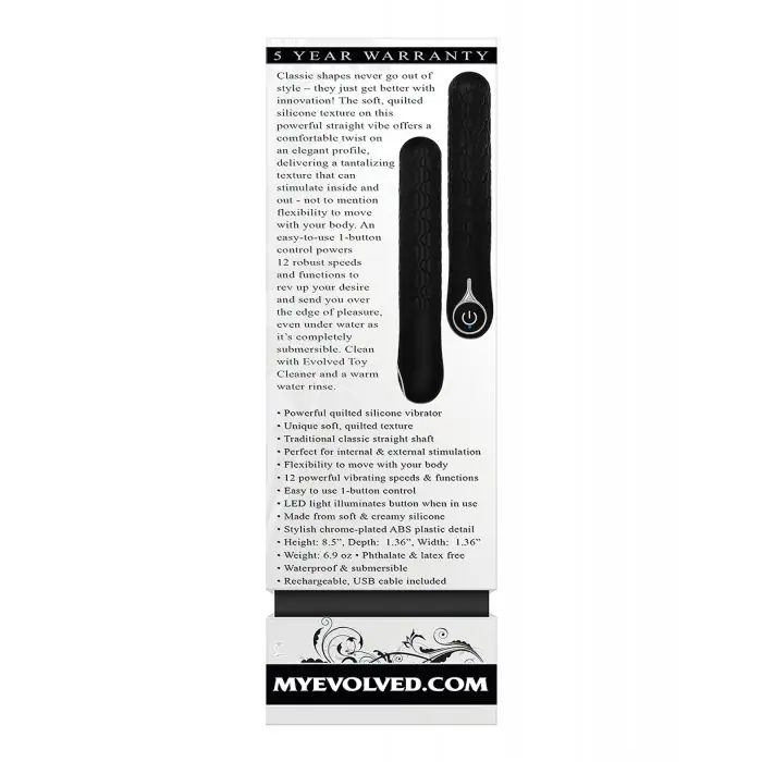 Evolved Quilted Love Rechargeable Vibrator - Black Fan Favorite