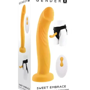 Gender X Sweet Embrace Dual Motor Strap On Vibe w/Harness - Yellow Certified