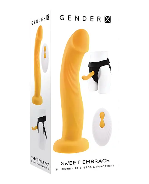 Gender X Sweet Embrace Dual Motor Strap On Vibe w/Harness - Yellow Certified