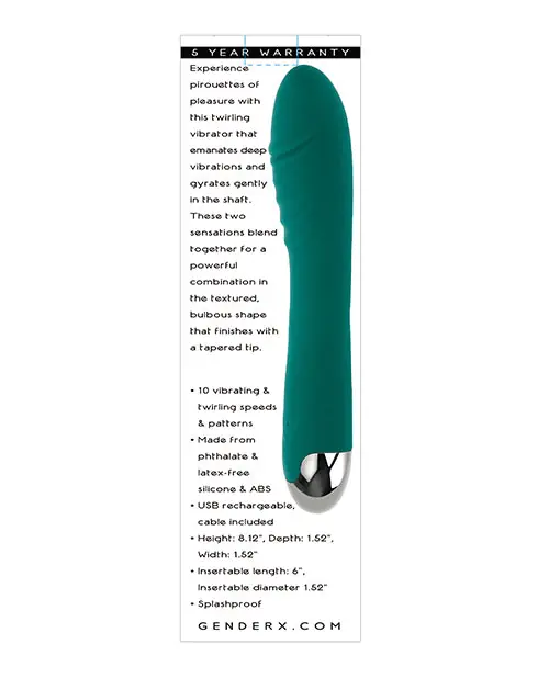 Brand New Gender X Pirouette Twirling Vibrator - Teal