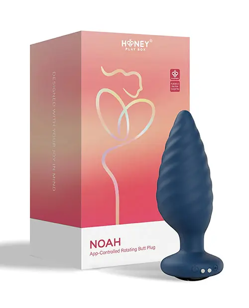 Professional Grade Noah App-Controlled Rotating Butt Plug - Navy Blue